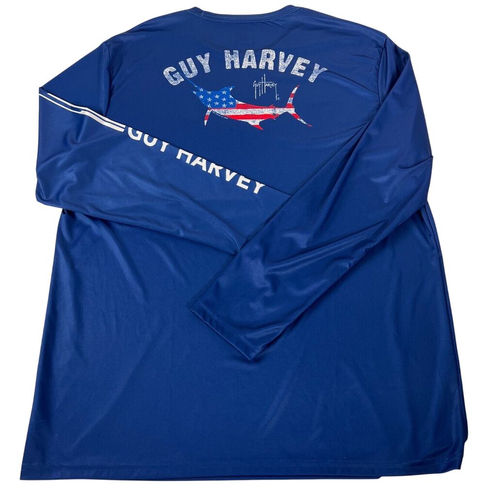 Guy Harvey Men's Marlin Fishing Flag Long Sleeve Shirt XL